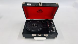 VINTAGE STYLE GPO ATTACHE CASE TURNTABLE WITH INSTRUCTIONS - SOLD AS SEEN.