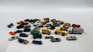 A TUB CONTAINING A GROUP OF VINTAGE DIE-CAST MODEL VEHICLES TO INCLUDE EXAMPLES MARKED MATCHBOX ETC.