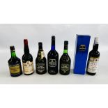 7 BOTTLES OF SHERRY AND BRISTOL CREAM TO INCLUDE HARVEYS, DRY SACK, CROFT ORIGINAL, ETC.