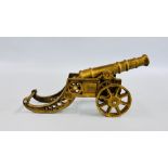 A REPLICA CAST CANNON, GILT FINISH - L 42CM.