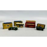 A BOXED VINTAGE MORESTONE DIE-CAST DOUBLE DECKER BUS ALONG WITH A MATCHBOX SERIES NO.