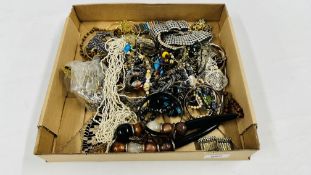 BOX OF MIXED COSTUME JEWELLERY.