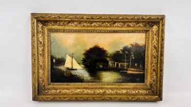 FRAMED AND MOUNTED OIL ON BOARD BROADLAND SCENE BEARING SIGNATURE CHARLES BEATY 1878-1956 - 36CM X