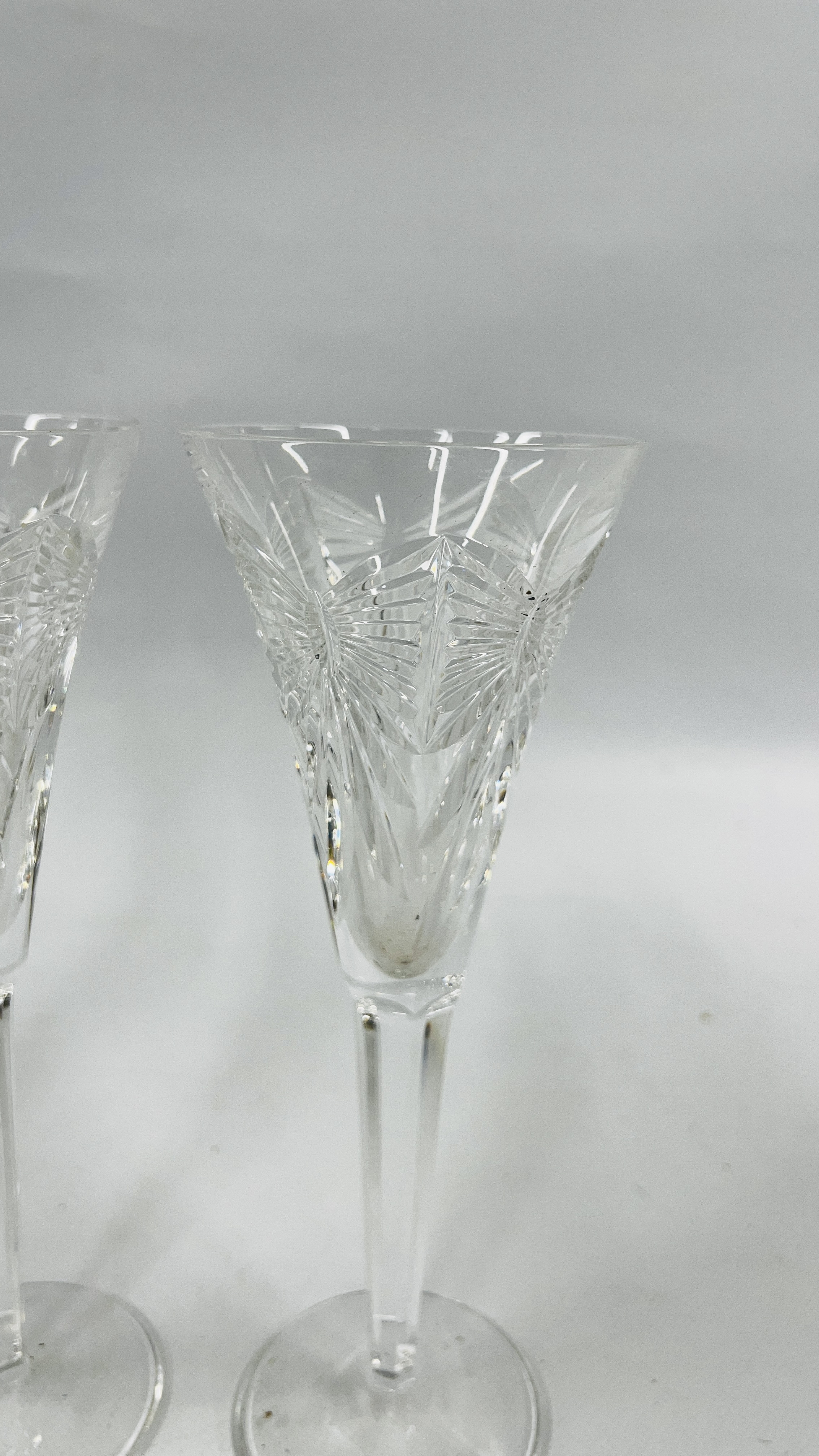 A PAIR OF WATERFORD MILLENIUM FLUTES ALONG WITH A FURTHER WATERFORD CRYSTAL FLUTE - Image 2 of 8