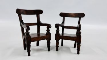 2 MINIATURE WOODEN CHAIRS - H 13.5CM.