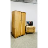 VINTAGE TWO PIECE BEDROOM SUITE COMPRISING OF TWO DOOR WARDROBE AND THREE DRAWER DRESSING TABLE.