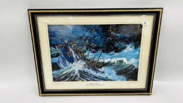 FRAMED AND MOUNTED "NORTH SEA HEROES" PRINT LIMITED EDITION 41/50 SIGNED.