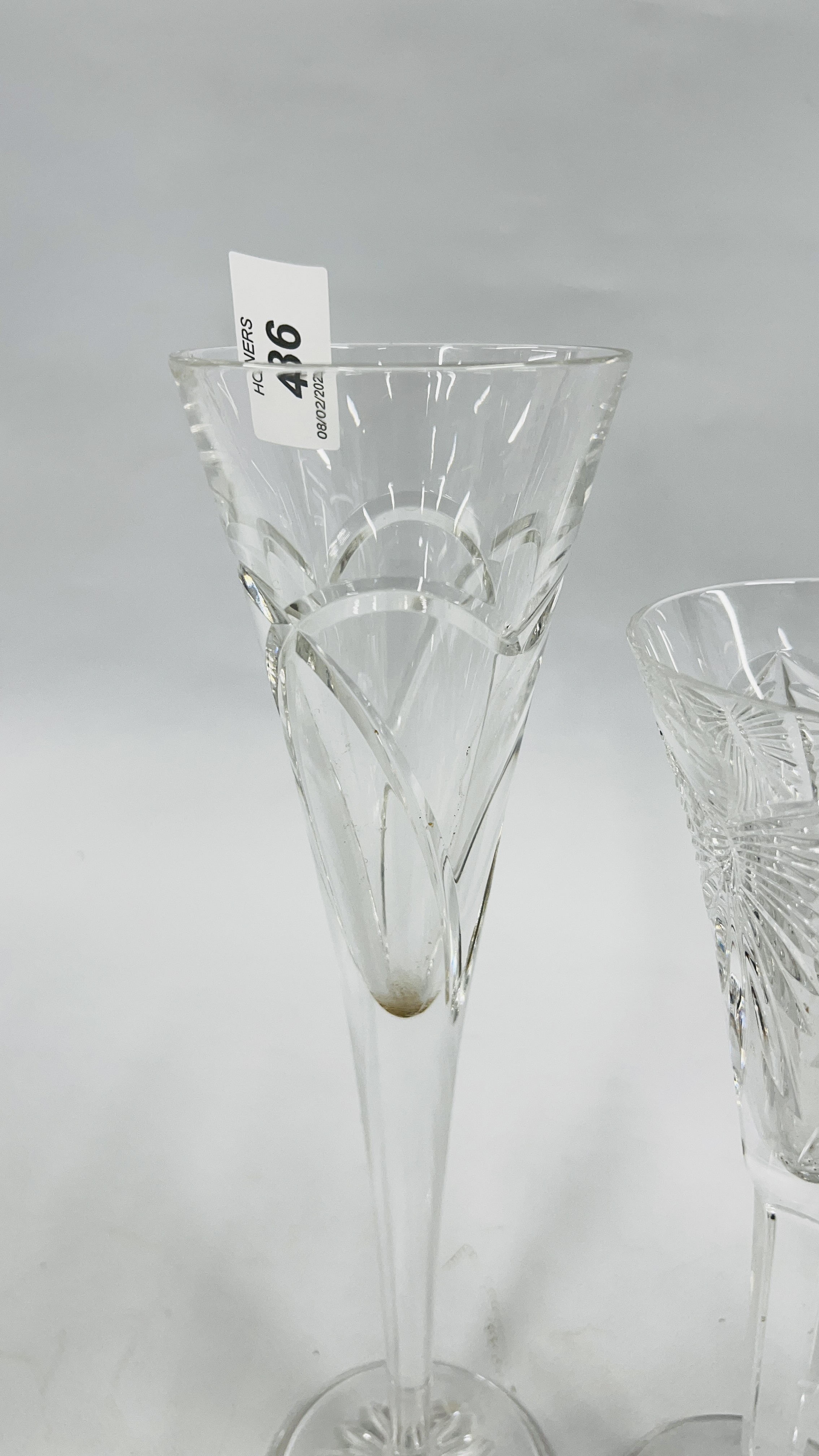 A PAIR OF WATERFORD MILLENIUM FLUTES ALONG WITH A FURTHER WATERFORD CRYSTAL FLUTE - Image 6 of 8