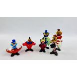 A GROUP OF 6 MURANO ART GLASS CLOWNS.