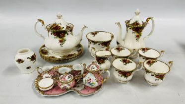 13 PIECES OF ROYAL ALBERT OLD COUNTRY ROSE TEA WARE,