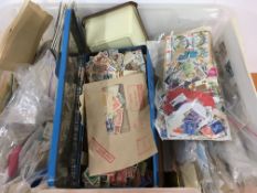 STAMPS: TUB OF ALL WORLD IN BAGS AND LOOSE, A FEW GB PRESENTATION PACKS ETC.