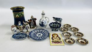 A GROUP OF CERAMICS TO INCLUDE CONTINENTAL FIGURES,