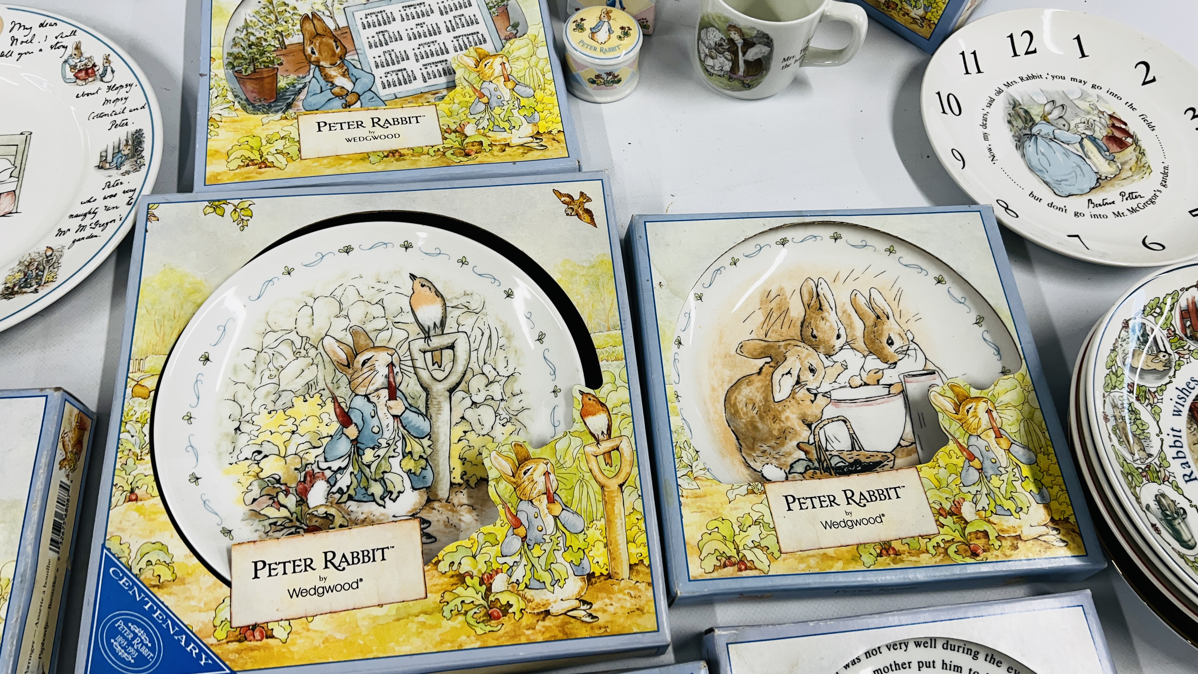 AN EXTENSIVE COLLECTION OF WEDGEWOOD BEATRIX POTTER AND PETER RABBIT CERAMICS TO INCLUDE PLATES, - Image 8 of 11