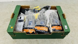 A BOX CONTAINING A LARGE QUANTITY OF MIXED WORK GLOVES INCLUDING PORTWEST,