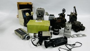A GROUP OF CAMERA AND VISUAL EQUIPMENT TO INCLUDE EUMIG SUPER 8, EUMIG MINI 5 NORIS PROJECTOR,