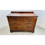 ANTIQUE MAHOGANY TWO OVER TWO DRAWER CHEST, W 107CM X D 51CM X H 79CM.