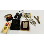 A BOX OF COLLECTIBLES TO INCLUDE VINTAGE CLIPPER BY BURMAN IN ORIGINAL BOX,