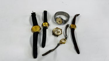 A GROUP OF VINTAGE WATCHES TO INCLUDE EXAMPLES MARKED CORVETTE, INGERSOLL & ORIS ETC.