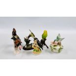 A GROUP OF 5 BIRD ORNAMENTS TO INCLUDE THE LEONARDO COLLECTION,