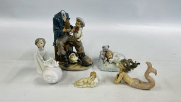 A COLLECTION OF SIX LLADRO STUDIES TO INCLUDE A MERMAID,