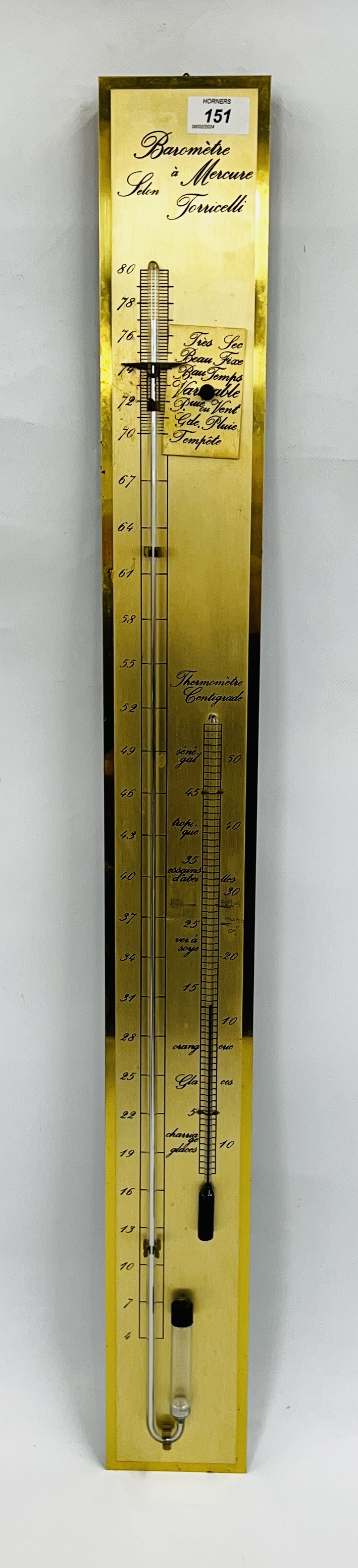 A MODERN MERCURY BAROMETER HEIGHT 99CM.