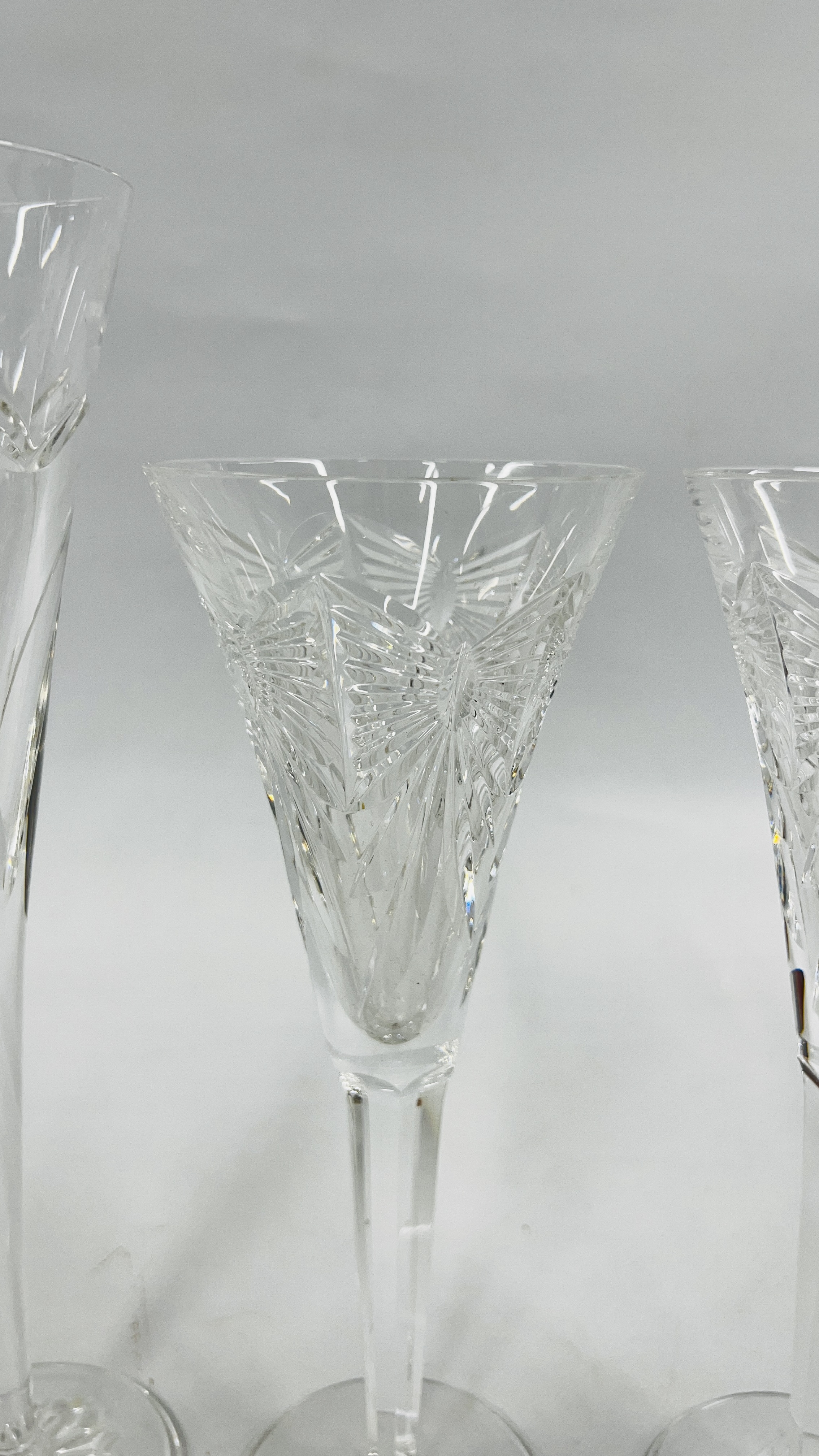 A PAIR OF WATERFORD MILLENIUM FLUTES ALONG WITH A FURTHER WATERFORD CRYSTAL FLUTE - Image 3 of 8