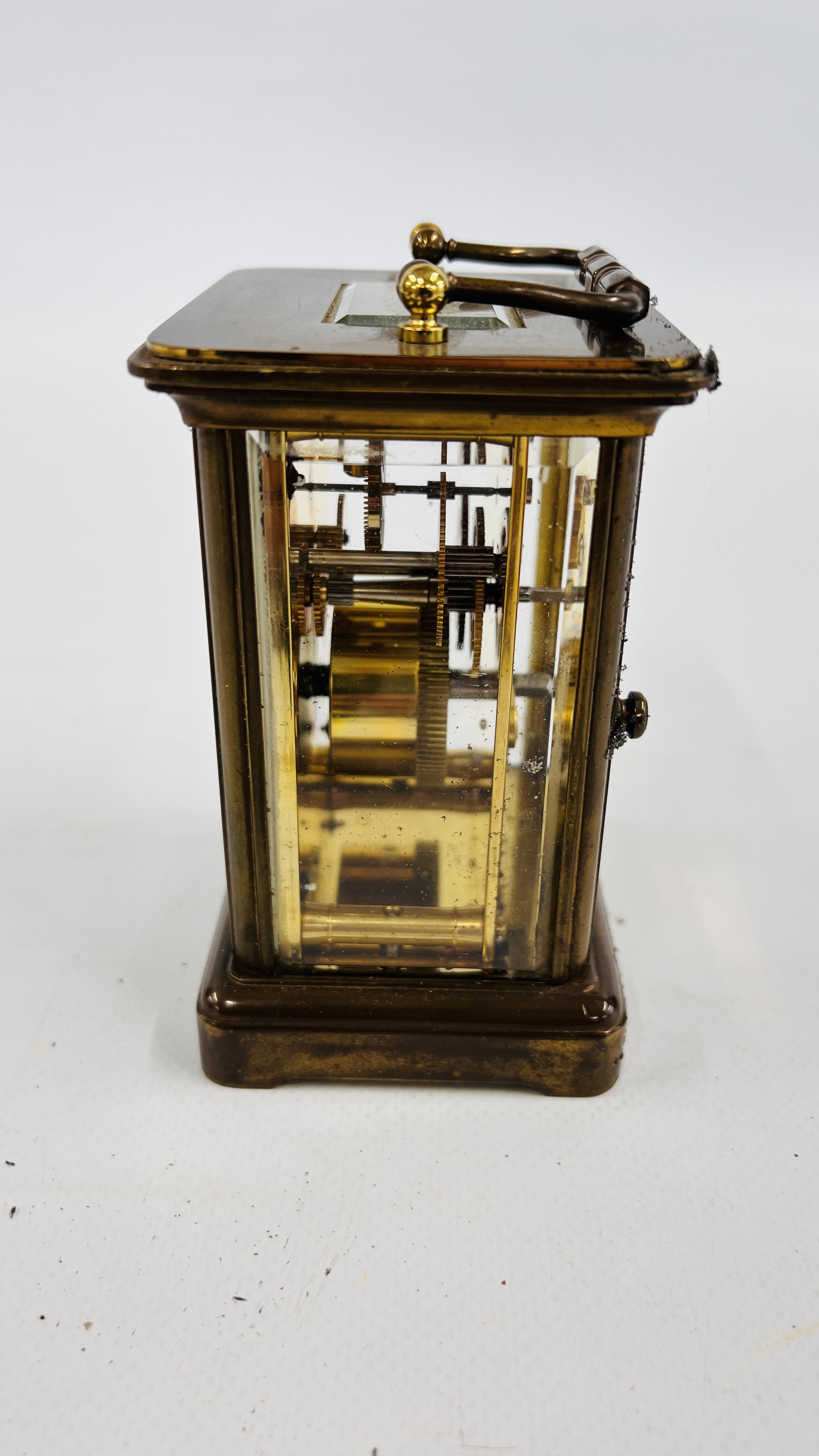 A MATTHEW NORMAN BRASS CASED CARRIAGE CLOCK WITH ORIGINAL BOX. - Image 5 of 9