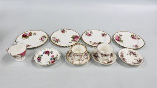A GROUP OF ROYAL ALBERT TO INCLUDE 4 X AMERICAN BEAUTY SIDE PLATES,