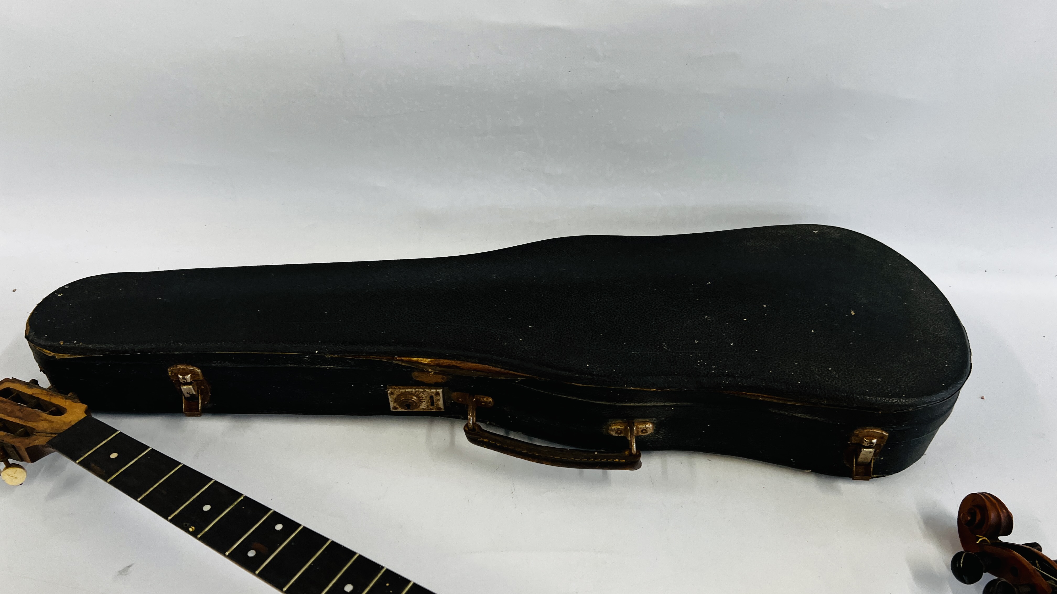 A VINTAGE ITALIAN MANDOLIN, TWO VIOLINS, BANJO AND A VIOLIN CASE A/F. - Image 9 of 15