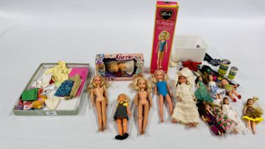 A BOXED SINDY 'FUNTIME' DOLL, ALONG WITH 3 OTHER SINDY TYPE DOLLS,