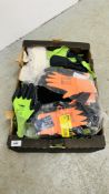 BOX CONTAINING LARGE QUANTITY MIXED WORK GLOVES INCLUDING PORTWEST UVEX, ETC.