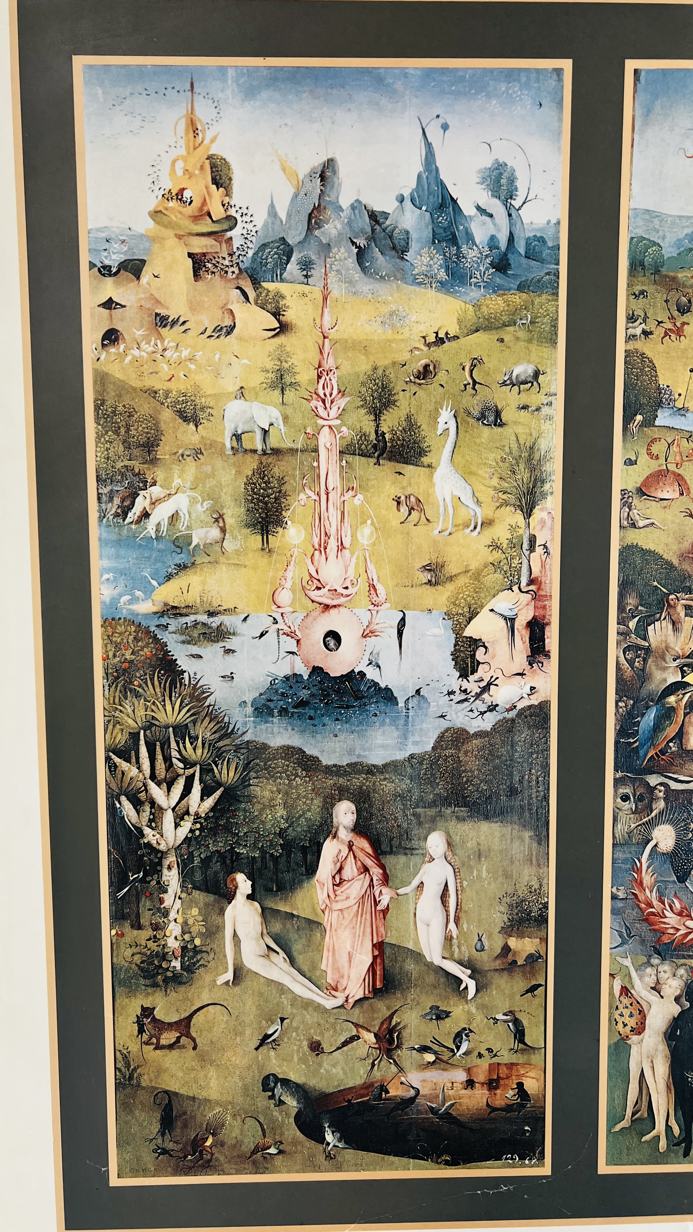 LARGE FRAMED HIERONYMUS BOSCH PRINT "THE GARDEN OF DELIGHTS" 60 X 106CM. - Image 2 of 6