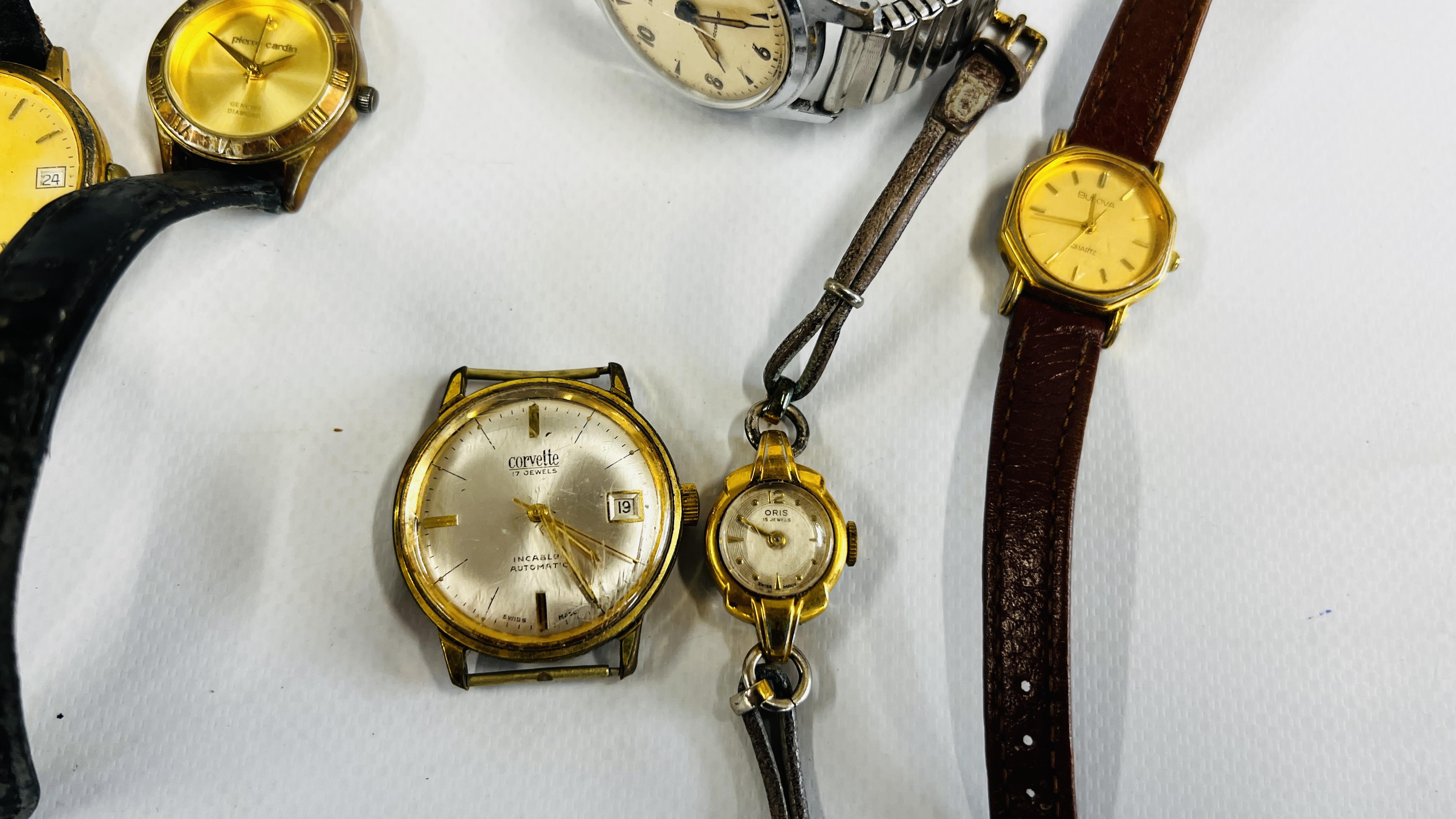 A GROUP OF VINTAGE WATCHES TO INCLUDE EXAMPLES MARKED CORVETTE, INGERSOLL & ORIS ETC. - Image 3 of 7