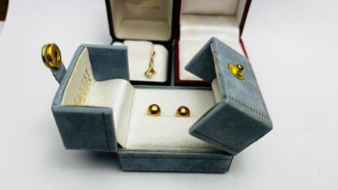 3 PAIRS OF 9CT GOLD EARRINGS, ALL BOXED.
