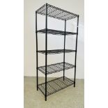 5 TIER METAL RACK, W 91CM X D 46CM X H 184CM.