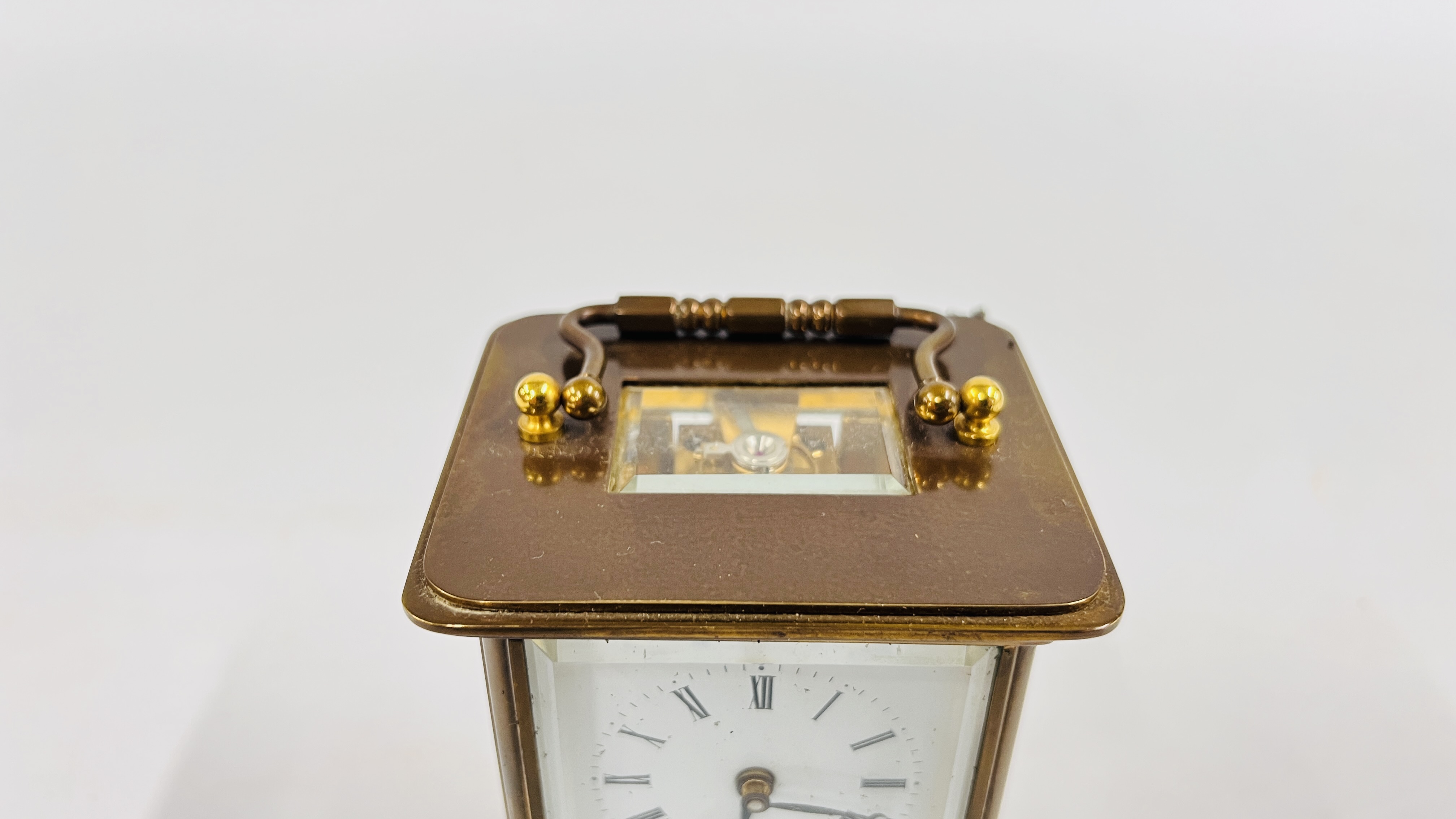 A MATTHEW NORMAN BRASS CASED CARRIAGE CLOCK WITH ORIGINAL BOX. - Image 4 of 9