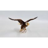 A BESWICK BALD EAGLE FIGURE 1018 GLOSS FINISH - W 33CM X H 15.5CM.