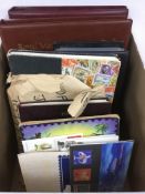STAMPS: BOX WITH COLLECTIONS IN SEVEN ALBUMS AND LOOSE,