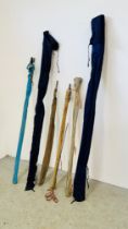 SIX VARIOUS VINTAGE FISHING RODS TO INCLUDE ABU ATLANTIC 464 ZOOM, MILBRO SPINWELL,
