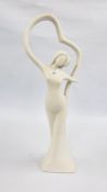 'TRUE LOVE' ALABASTER EFFECT FINISH FIGURE SCULPTURE, HEIGHT 80CM.