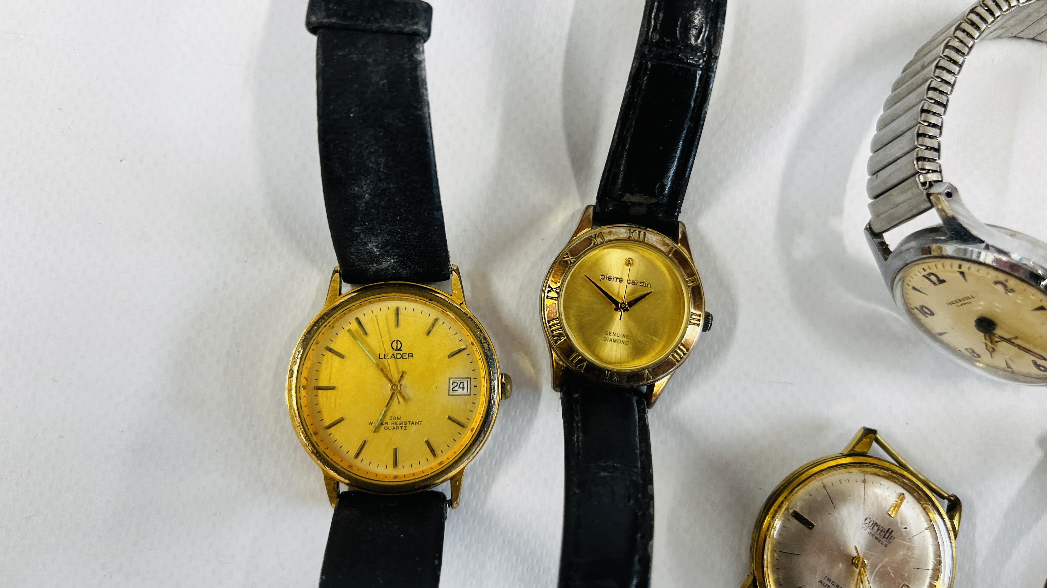 A GROUP OF VINTAGE WATCHES TO INCLUDE EXAMPLES MARKED CORVETTE, INGERSOLL & ORIS ETC. - Image 2 of 7