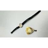 A VINTAGE PENDANT WATCH MARKED "PRESTIGE" - H 4CM X W 4CM ALONG WITH A VINTAGE WRIST WATCHED MARKED