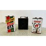 3 VINTAGE CANS INCLUDING SHELL & CASTROL.