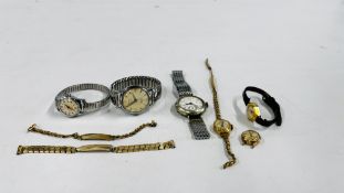 A GROUP OF VINTAGE WATCHES & ROLLED GOLD STRAPS TO INCLUDE EXAMPLES MARKED EXODO & ALLAINE + A