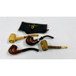 A GROUP OF 5 VINTAGE TOBACCO SMOKING PIPES TO INCLUDE EXAMPLES MARKED MANXMAN & REJECT + 2 X CORN