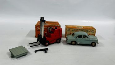 TWO BOXED VINTAGE ELECTRIC MODELS TO INCLUDE VAUXHALL VELOX 1/18 SCALE AND A CONVEYANCER FORK TRUCK.
