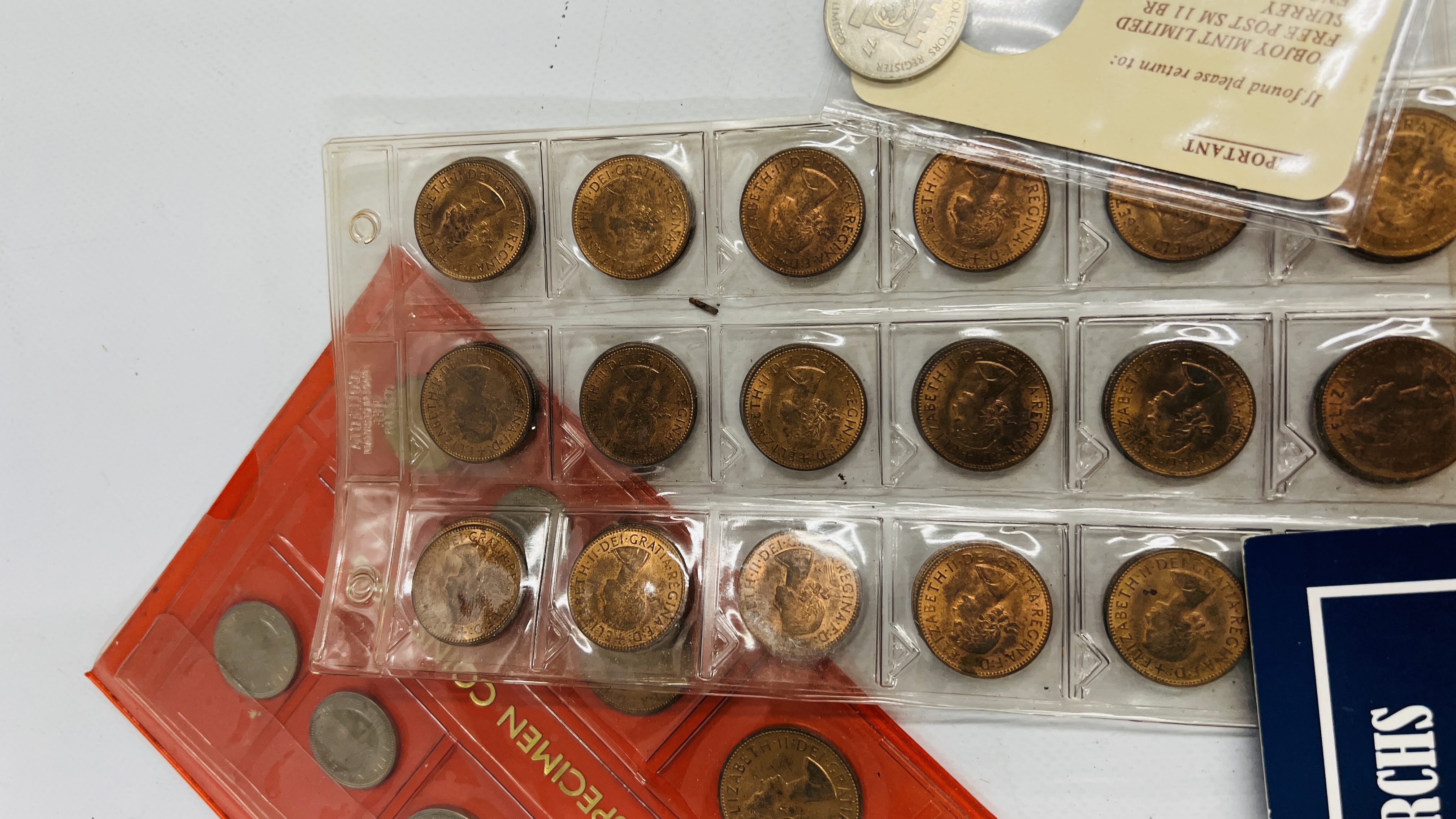 A BLUE TUB CONTAINING QUANTITY OF COIN SETS AND MEDALLIONS. - Image 4 of 11