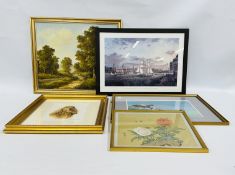 AN EXTENSIVE GROUP OF ASSORTED FRAMED ARTWORKS TO INCLUDE PRINTS AND ORIGINAL WORKS ALONG WITH AN