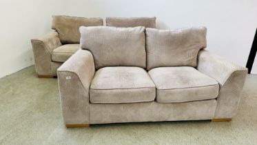 TWO GOOD QUALITY MODERN MATCHING SOFAS, 3 SEATER AND TWO SEATER,