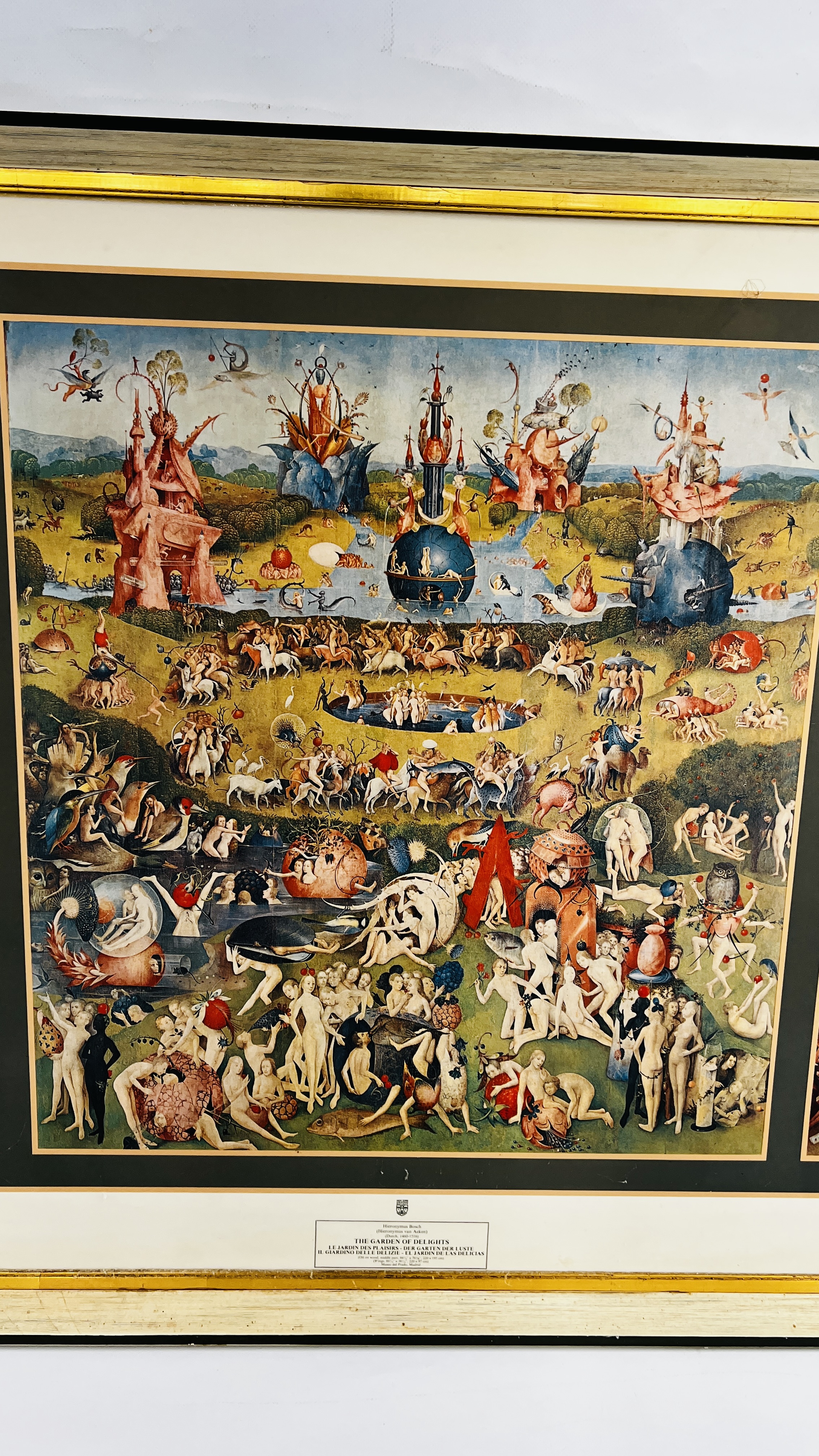 LARGE FRAMED HIERONYMUS BOSCH PRINT "THE GARDEN OF DELIGHTS" 60 X 106CM. - Image 3 of 6